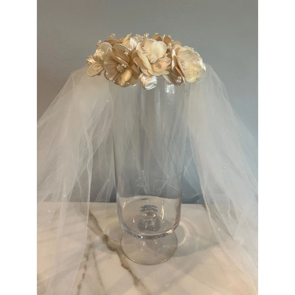 Bridal Ivory Floral Crown Veil